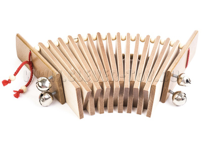 Трещотка пластинчатая "малютка" с бубенцами (дерево тонированное, 2 категория) Трещотка пластинчатая "малютка" с бубенцами (дерево тонированное, 2 категория)