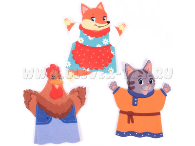 Театр на руку "Кот, петух, лиса" фетр (3 детали) Театр на руку "Кот, петух, лиса" фетр (3 детали)