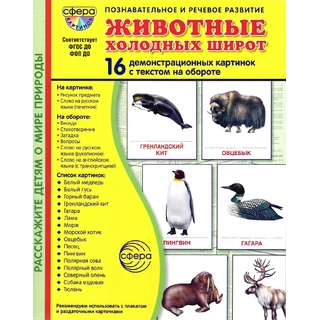 Демонстрационные картинки СУПЕР в папке. Животные холодных широт (16 шт.)